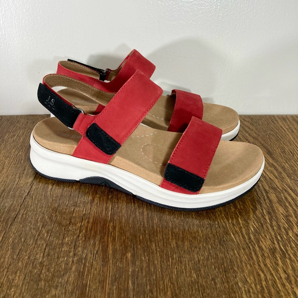 New Josef Seibel Estelle Slingback Sandal Women’s Size EU 38, US 7-7.5 Red/Black